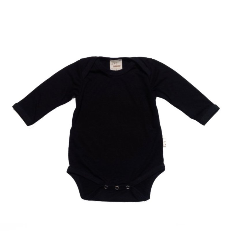 Dětské body BAMBUS BLACK dlouhý rukáv
