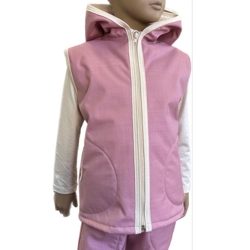 Dětská softshellová vesta s beránkem, starorůžová