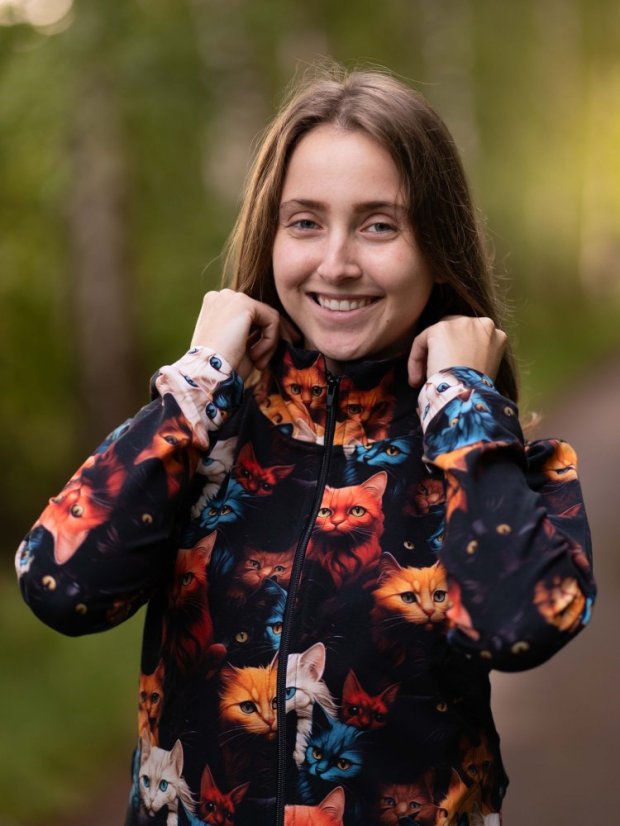 Dámská tepláková souprava na zip, divoké kočky