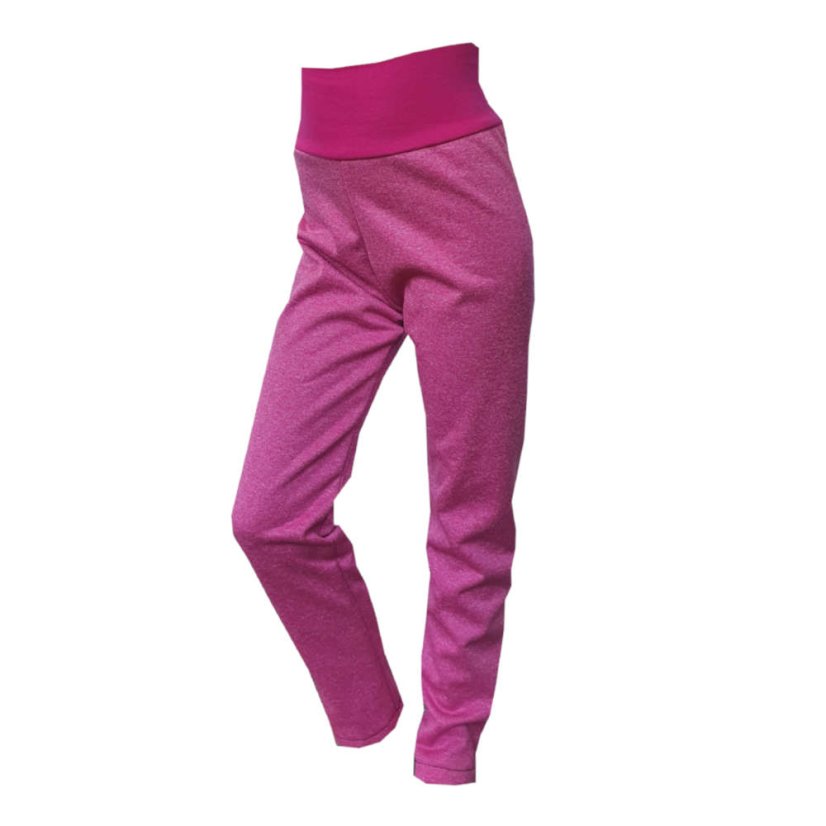 Detské softshellové legíny s fleecem, ružový melír