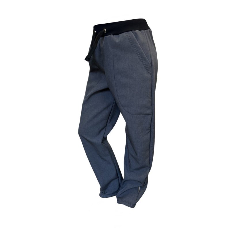 Dětské softshellové kalhoty THIN s fleecem, šedý jeans