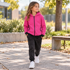 Detská mikina na zips Fleece, syto ružová