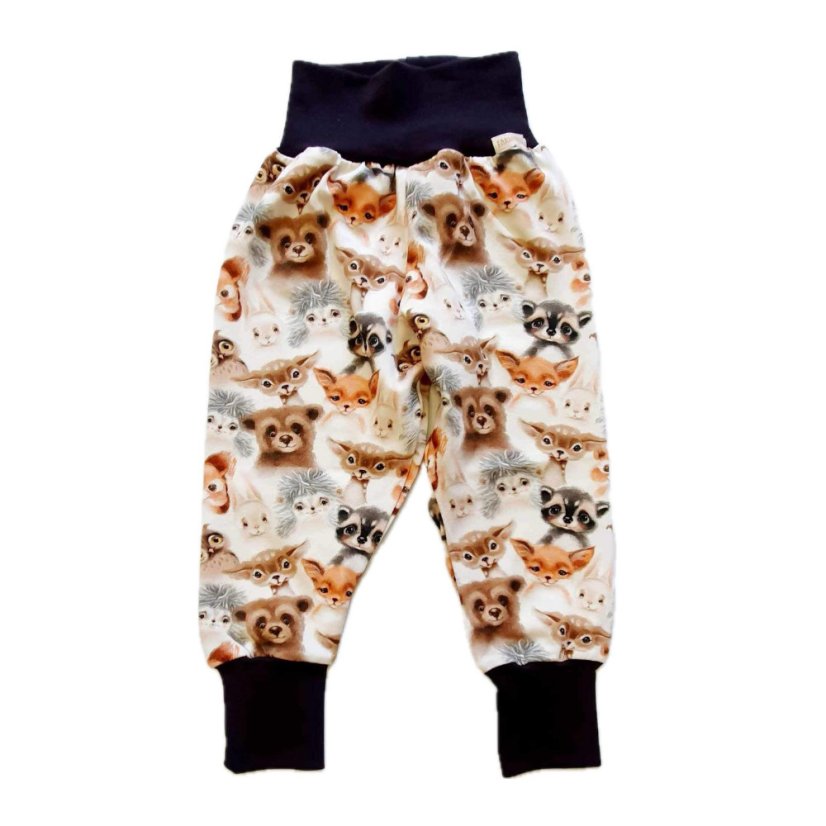 Dětské rostoucí kalhoty GROW lehké, lesní zvířátka