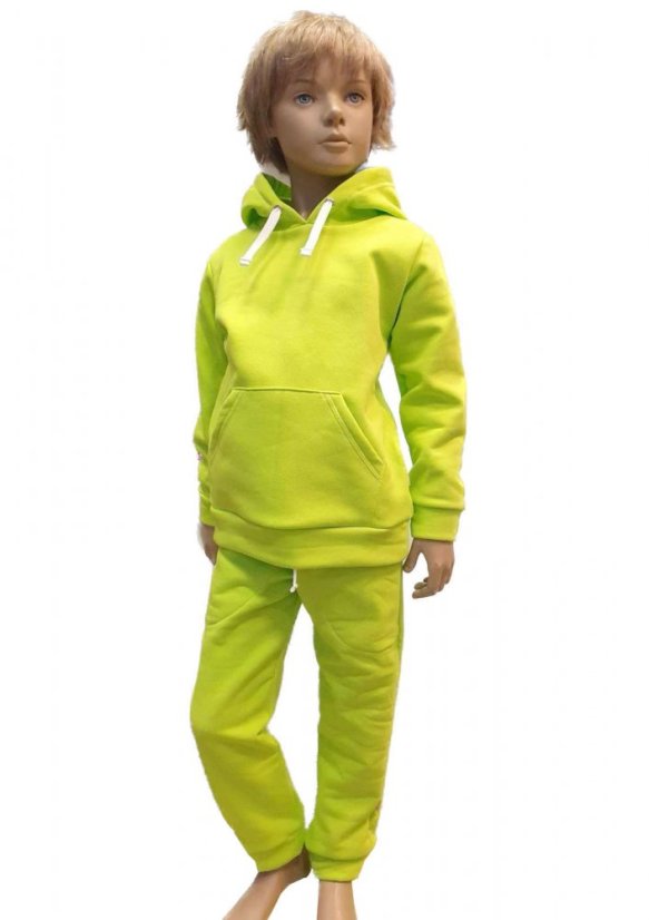 Detská mikina s kapucňou Fluffy teplá, zelená limetka