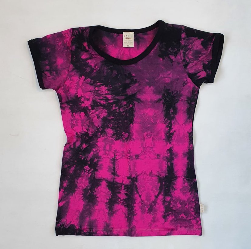 Tričko BAMBUS batika cyklam krátký rukáv dámské