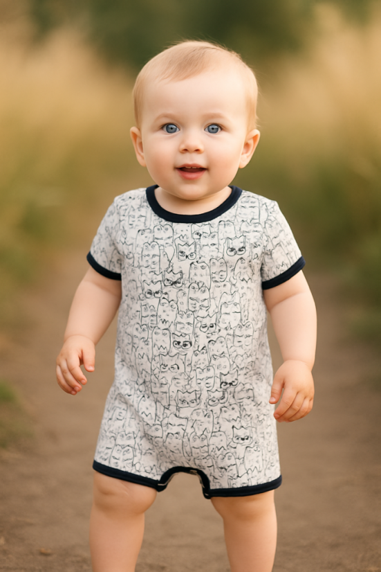 Dětský letný overal BAMBUS, mačiaci piknik