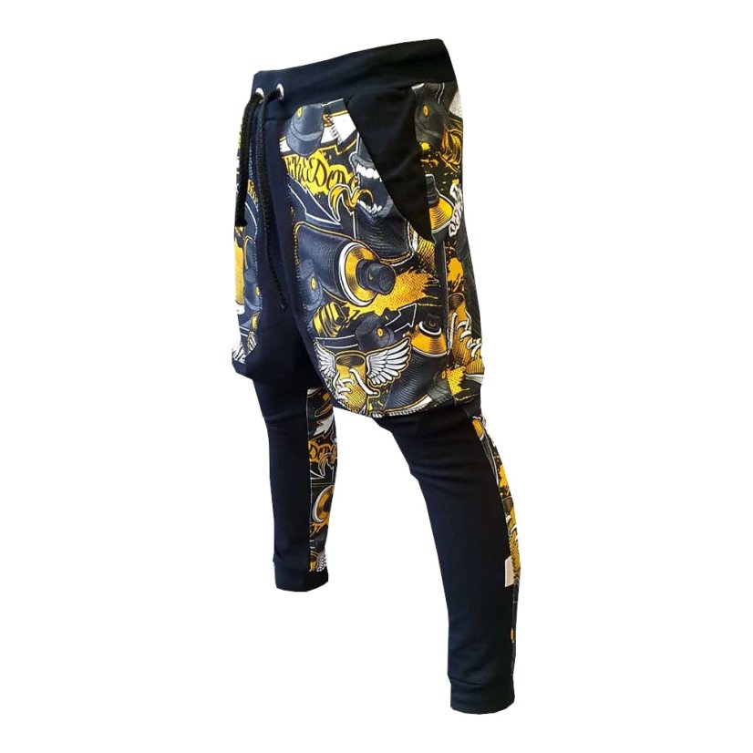 Dětské tepláky Parkour lehké, spreje a grafitti žlutá