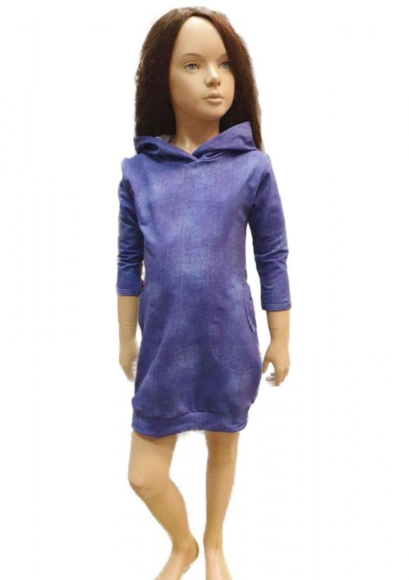 Mikinové šaty HOODY JEANS DARK BLUE