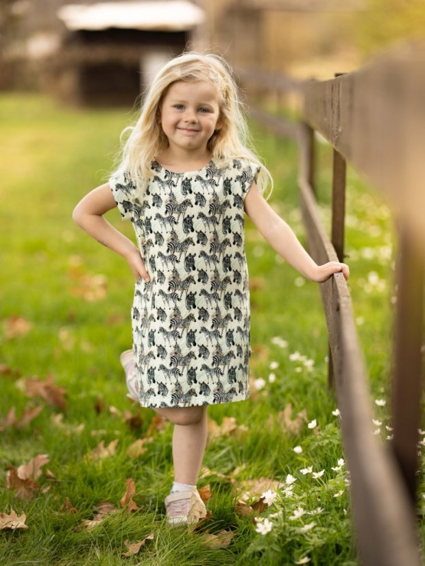 Dievčenské bavlnené šaty, zebry