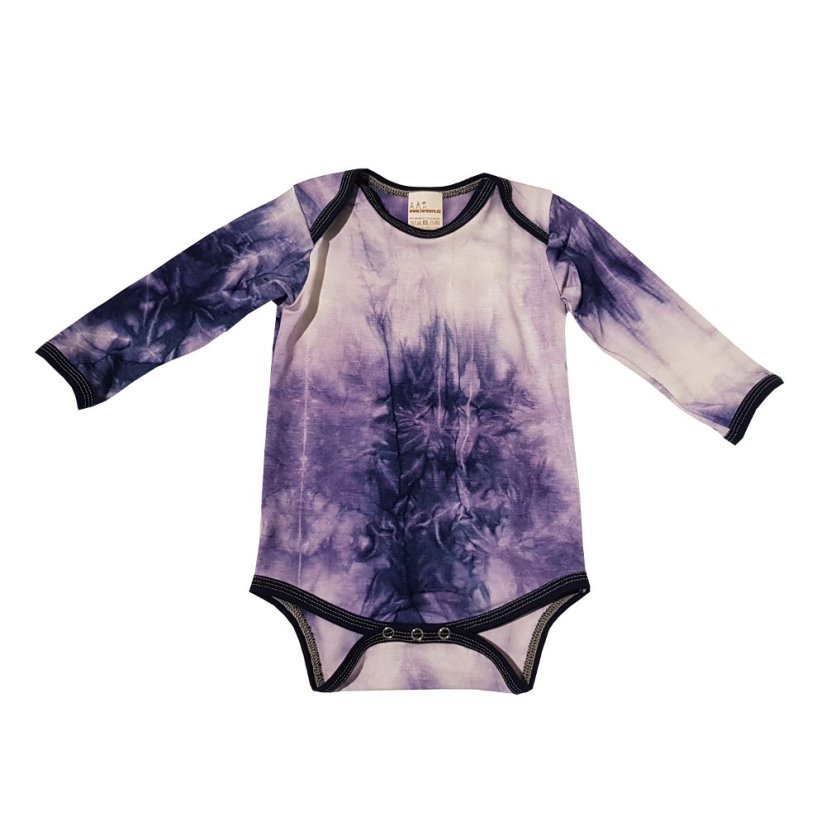 Dětské body dlouhý rukáv BAMBUS batika navy (Velikost 98)