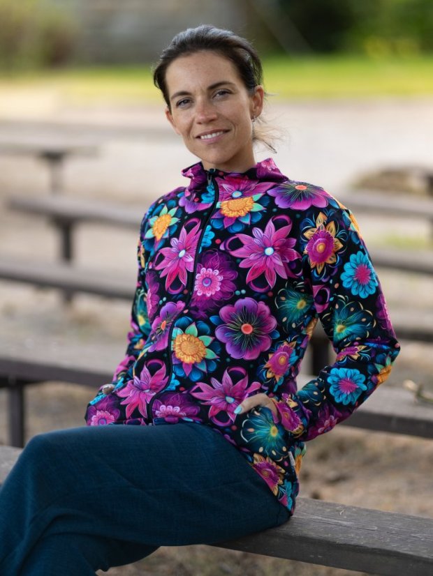 Dámská mikina na zip, rozkvetlá noc