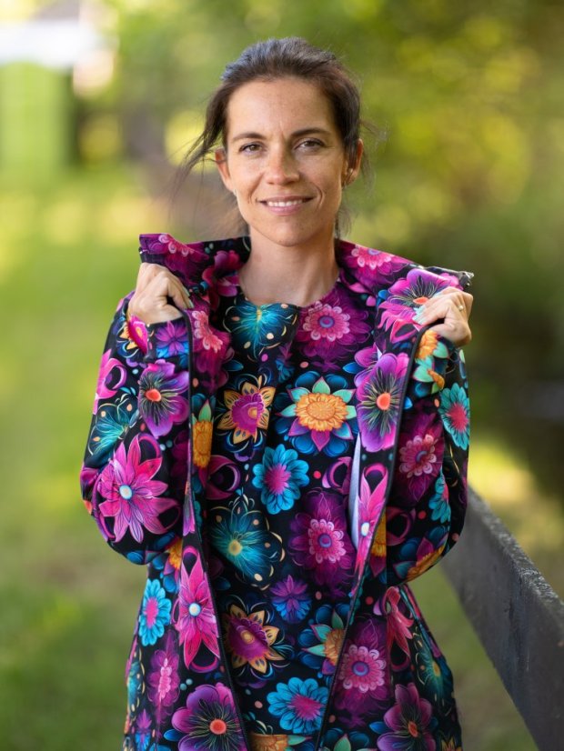 Dámská mikina na zip, rozkvetlá noc