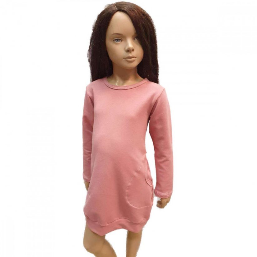 Dievčenske mikinové šaty POWDER PINK