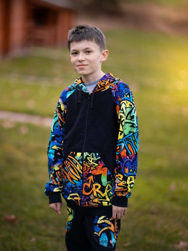 Dětská mikina na zip, graffiti boom