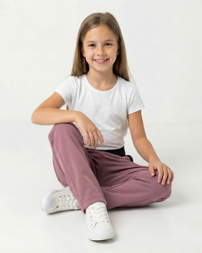 Dětské softshellové kalhoty s beránkem, pudrově růžová