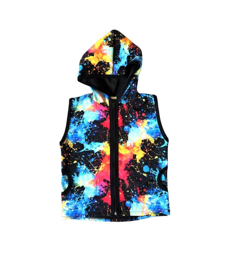 Dětská softshellová vesta bez fleecu, exploze barev