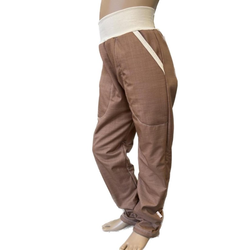 Detské softshellové nohavice s kožúčkom, hnedé kakao