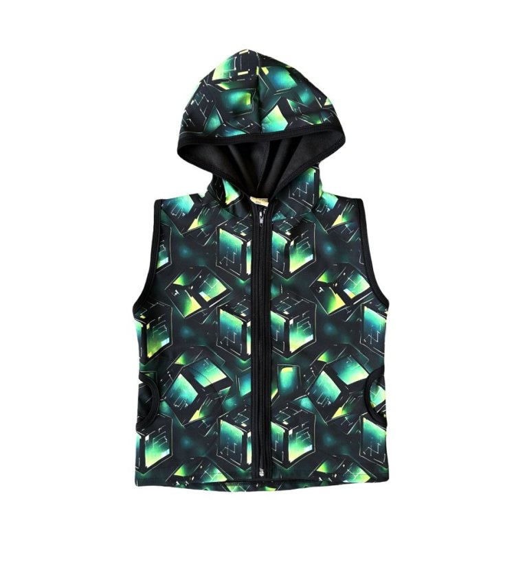 Dětská softshellová vesta s fleecem, herní dimenze