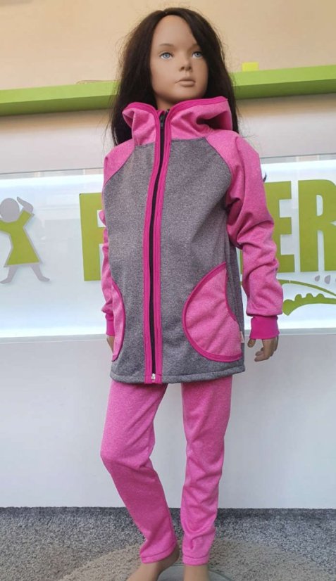 Detské softshellové legíny s fleecem, ružový melír