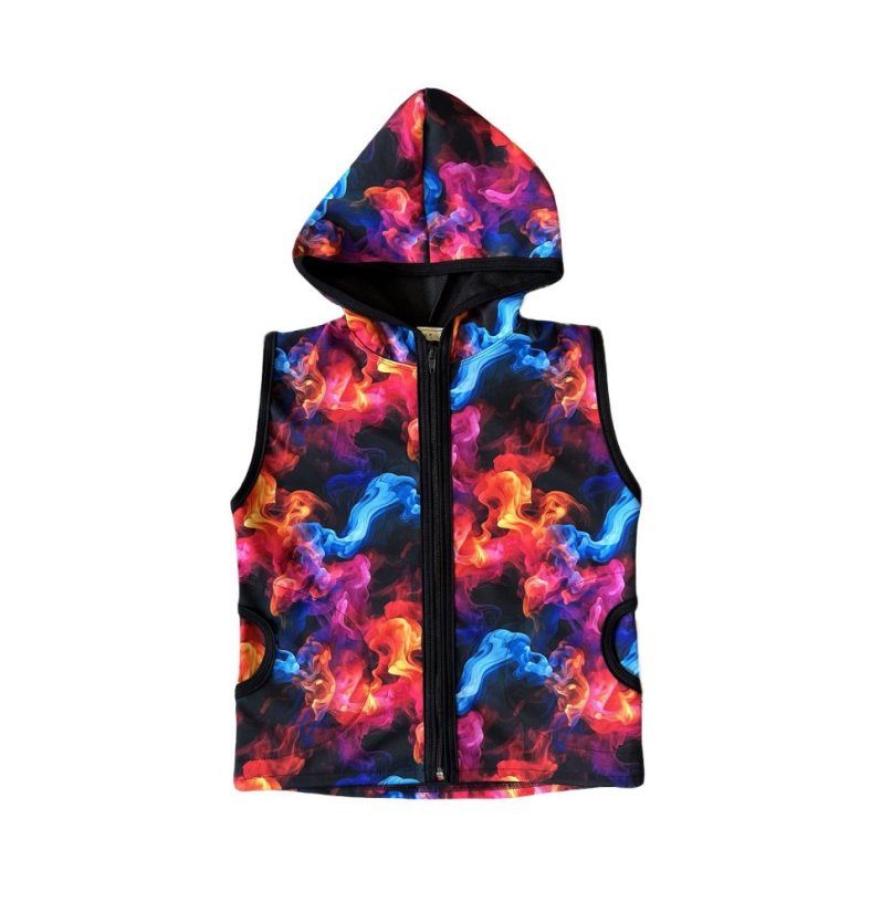 Dětská softshellová vesta bez fleecu, barevný dým