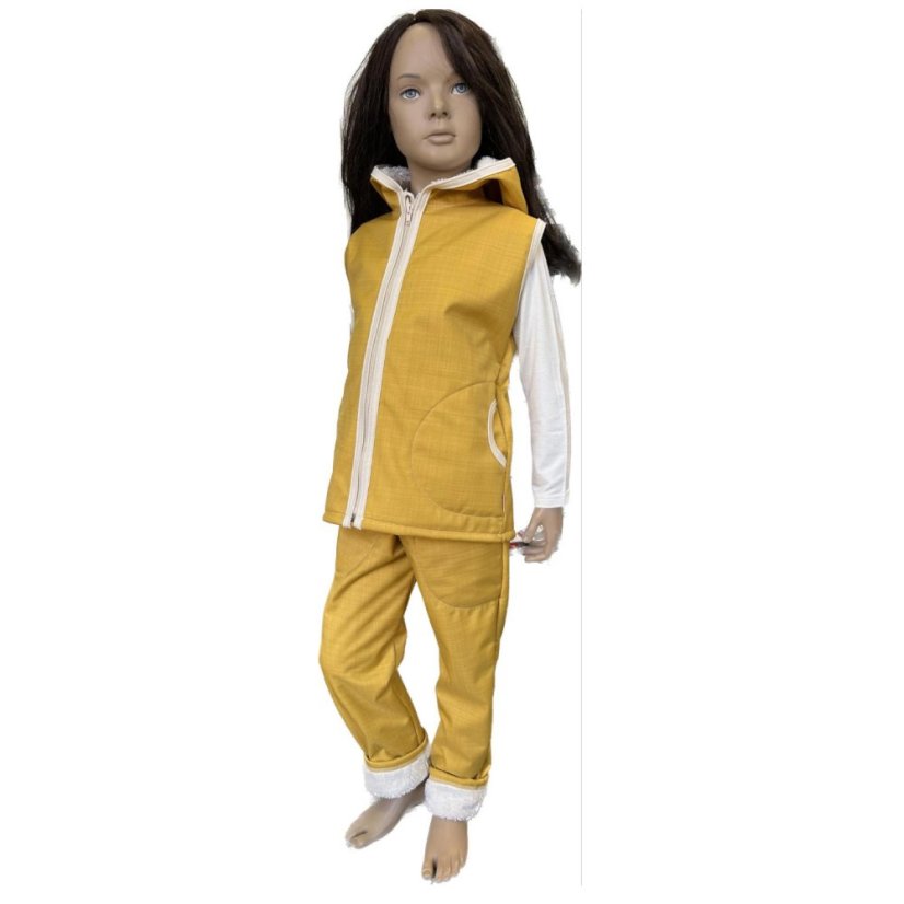 Dětská softshellová vesta s beránkem, medová