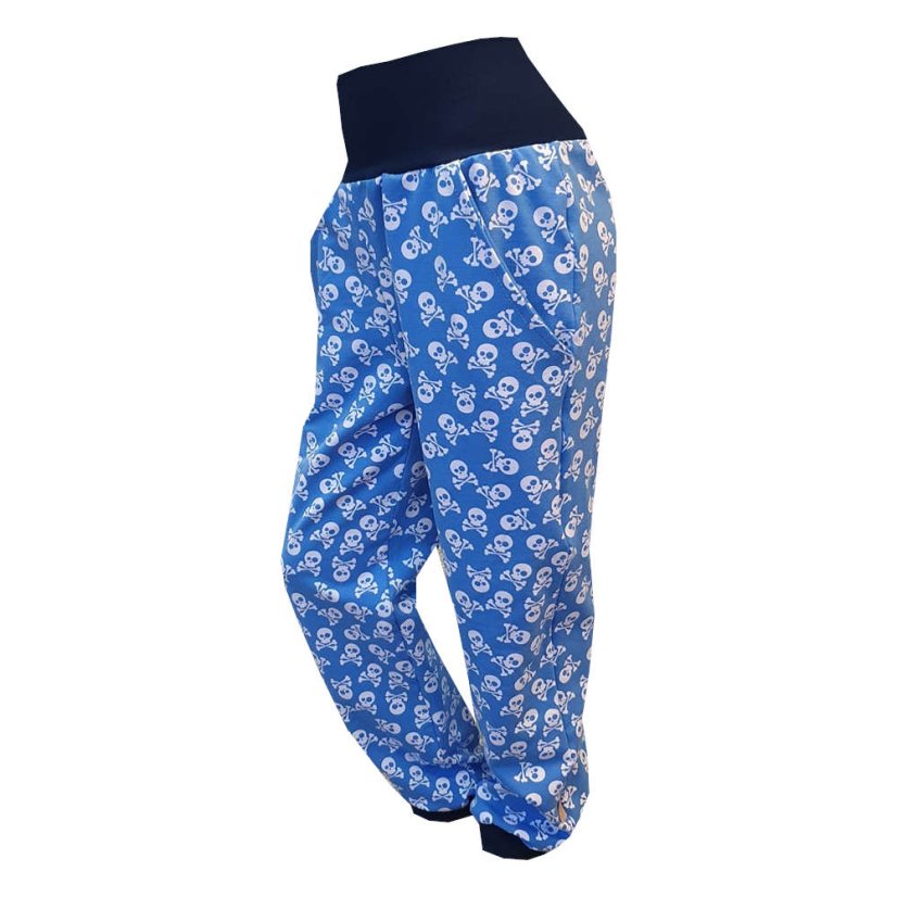 kalhoty lebky azur