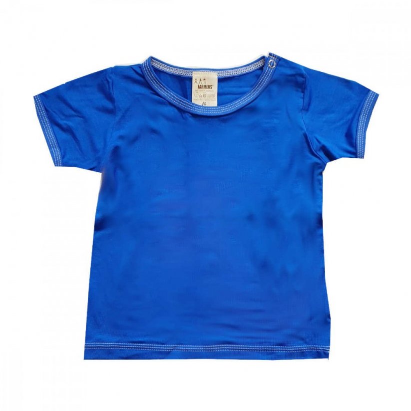 Dětské tričko BAMBUS royal blue s drukem