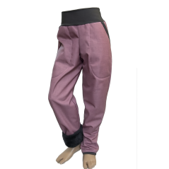 Detské softshellové nohavice s kožúčkom, pudrovo ružová