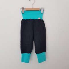 Rostoucí kalhoty GROW JEANS BLACK tyrkys