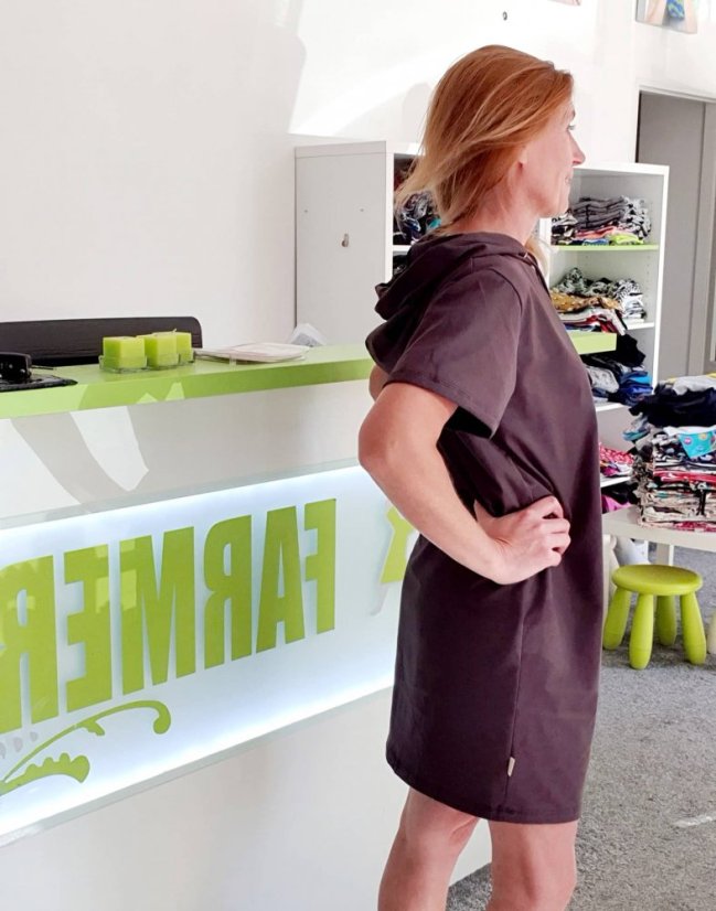 Dámske šaty OVERSIZE HOODY BROWN