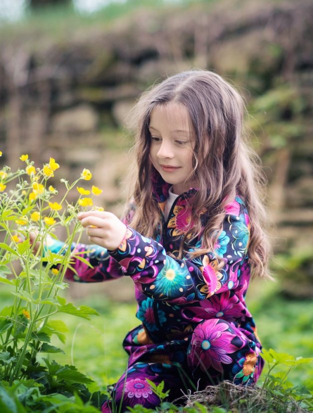 Detská tepláková súprava na zips, rozkvitnutá noc
