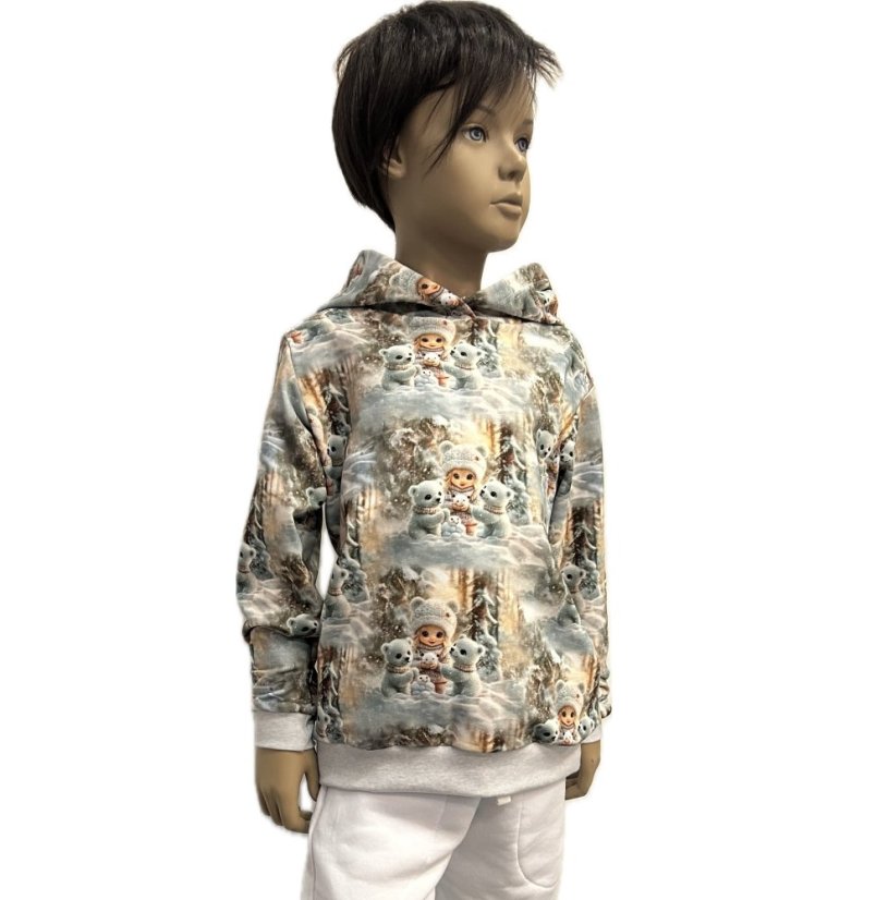 Detská mikina s kapucňou, zimný príbeh