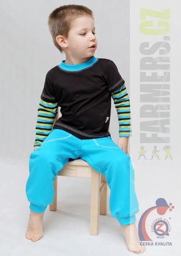 Dětské tepláky do manžety tyrkys (Velikost 98)