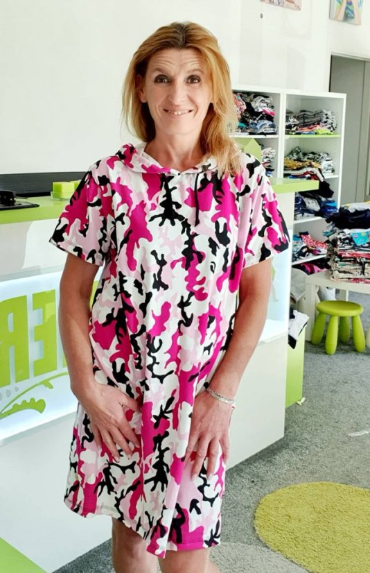 Dámské šaty OVERSIZE BAMBUS, růžový maskáč