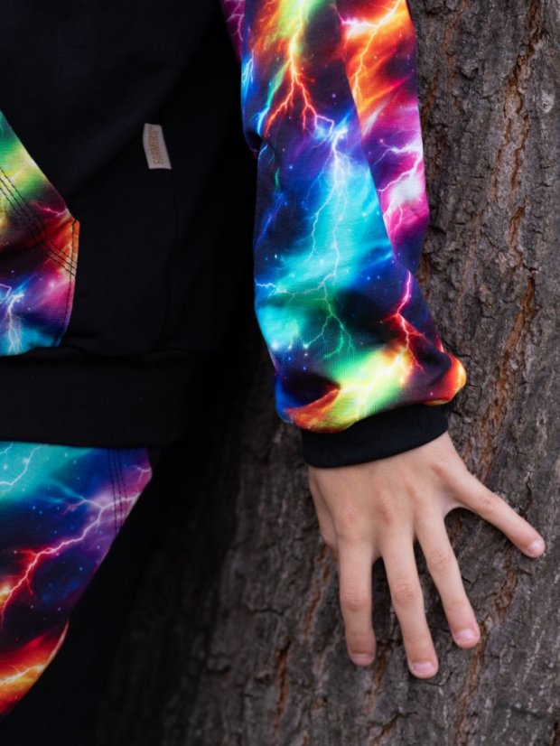 Detská mikina na zips, neonové blesky