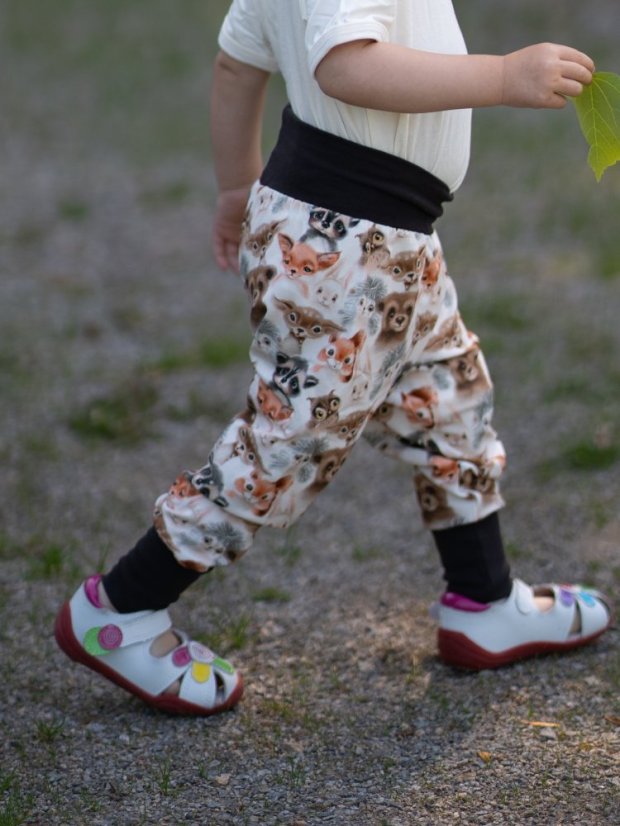 Dětské rostoucí kalhoty GROW lehké, lesní zvířátka