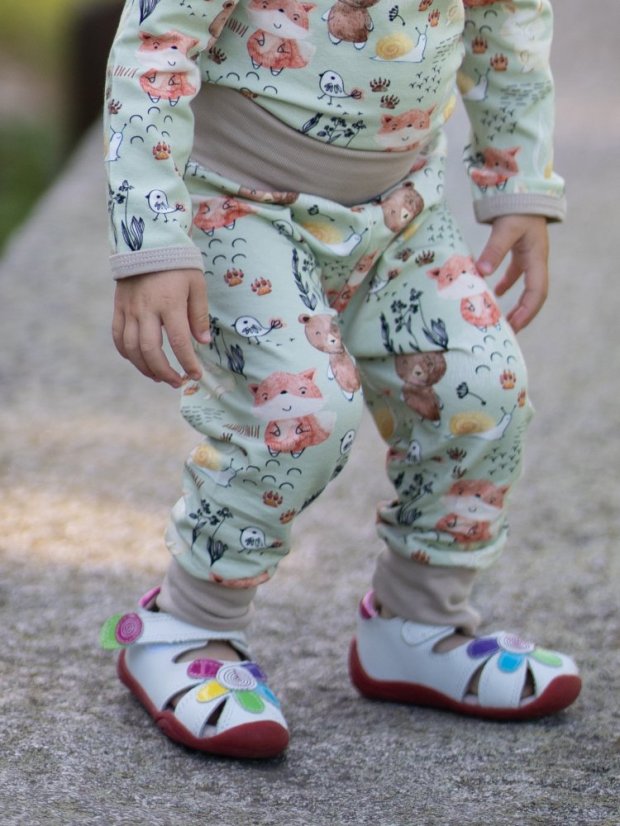 Dětské rostoucí kalhoty GROW lehké, lesní kamarádi