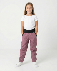 Dětské softshellové kalhoty s beránkem, pudrově růžová