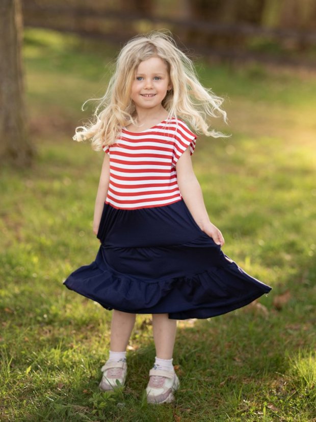 Dívčí bambusové volánové šaty, námořník