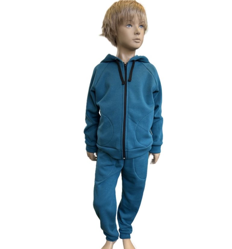 Dětská mikina teplá, modrý petrolej