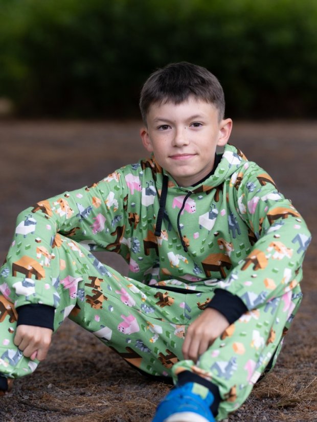 Dětské tepláky, zvířátka z kostek