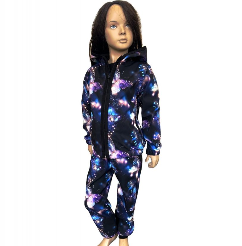 Dětská softshellová bunda NEW s fleecem, kouzelní motýlci