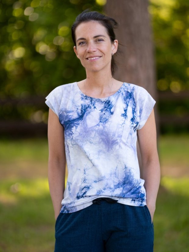 Dámský top BAMBUS, tmavě modrá batika