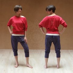 Dámské 3/4 harémové kalhoty SATYAM fialové (Velikost S dámské)