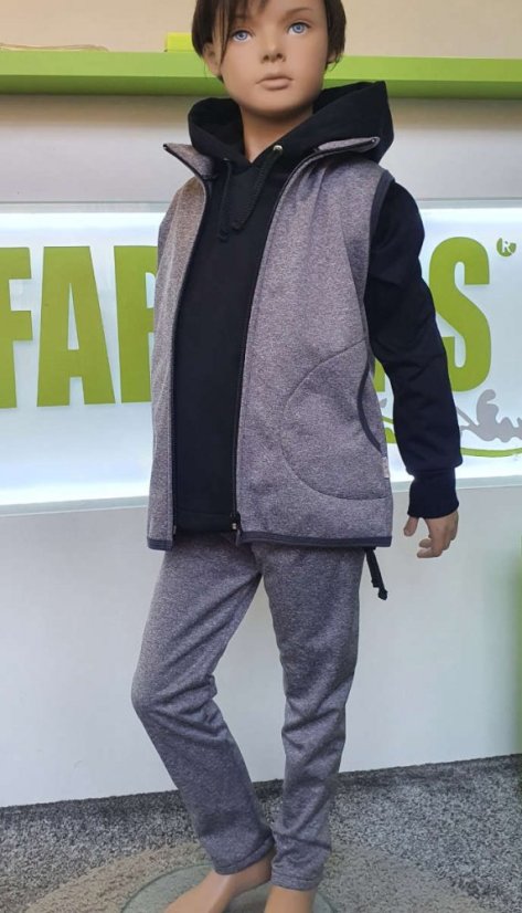 Dětské softshellové leginy s fleecem, tmavě šedý melír