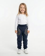 Dětské softshellové kalhoty KLASIK s fleecem elastické, kočičí hlavičky černá