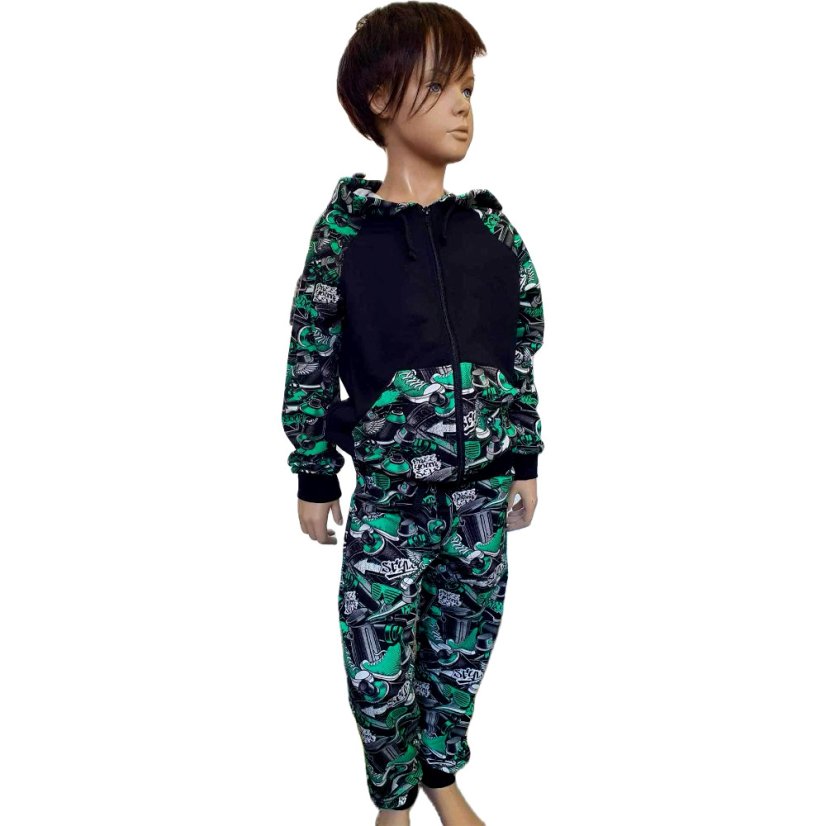 Dětské tepláky Thin lehké, spreje a grafitti zelená