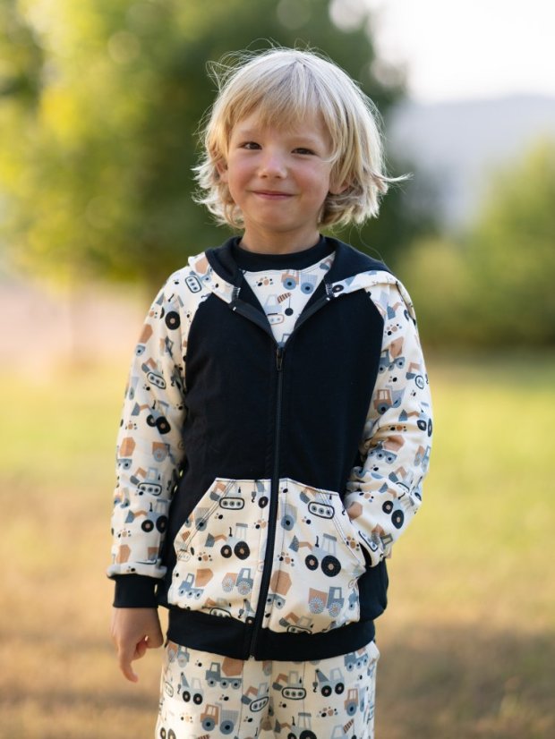 Dětská mikina na zip, malý stavitel černá