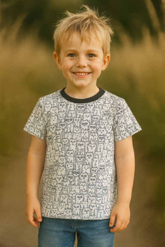 Dětské tričko BAMBUS, kočičí piknik