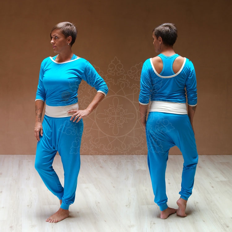 Dámský top zadní výstřih SATYAM BAMBUS tyrkys (Velikost XS dámské)